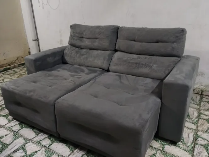 Sofa retrátil e reclinavel cinza - ENTREGO!