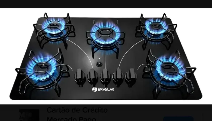 Fogao coocktop 5 bocas a gás braslar novo