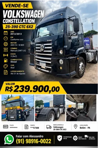 VENDE-SE VOLKSWAGEN CONSTELLATION 25-390 CTC 6X2 - 2013
