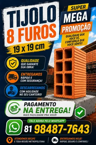 TIJOLO TIJOLOS DE FÁBRICA! PAGUE NA ENTREGA. RECIFE E TODA REGIÃO METROPOLITANA