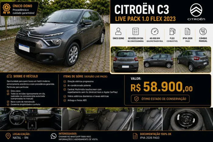 Citroen C3 Live Pack 1.0 Flex 6V 5P Mec. 2023