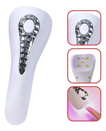 mini cabine unha led/uv portátil usb 5 lampadas 18w branco oih-5180