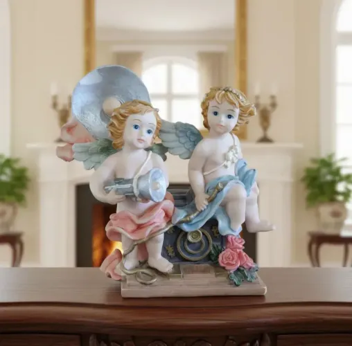 Estatueta Anjos Querubins Decorativos em Resina (usado).