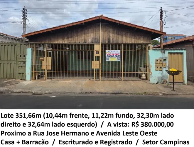 Leia a descrição: Lote 351,66m (Proximo a Rua Jose Hermano e Avenida Leste Oeste) Setor Ca