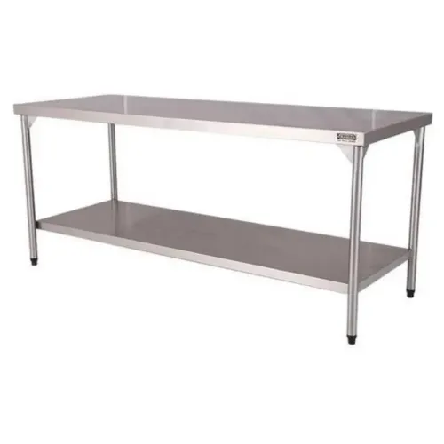 Mesa de inox com prateleira