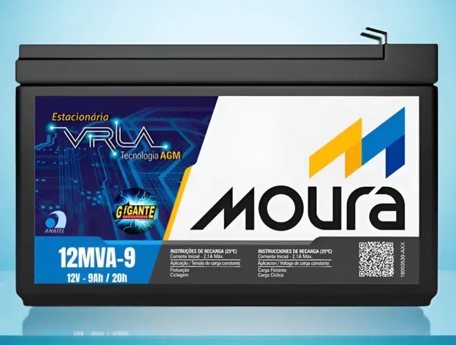 Bateria Moura 12v 9a + carregador Trafotron