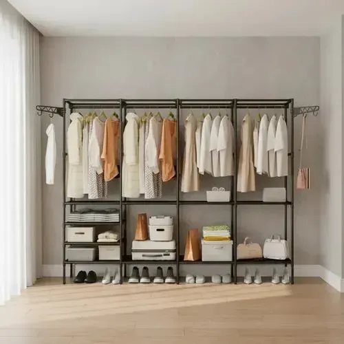 Organizador Aberto Closet 4 Colunas Desmontável Preto