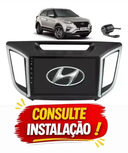 Central Multimídia Creta Hyundai 9Pol Android AutoCarplay S/ Fio Comando de Voz Canal Som