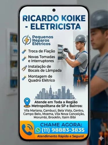 Técnico Eletricista Instalador - Vila Mariana e região 