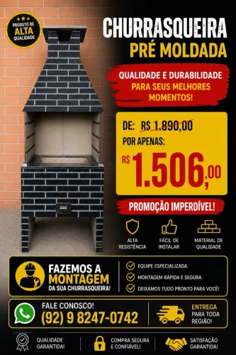 Churrasqueira pré moldada alto relevo na promoção 75X55X2.20