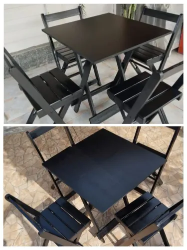 Mesa 70x70 com 4 cadeiras dobráveis - R$399