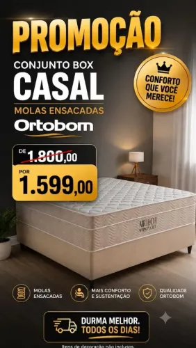 Conjunto Box Casal 138 Base + Colchão Ortobom linha Airtech