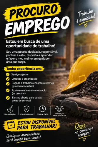 Estou disponível para trabalhar 
