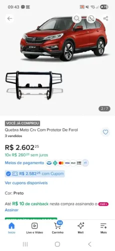 Vendo um parachoque de punição para crv