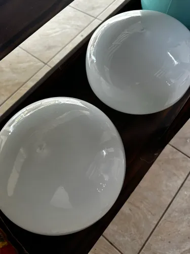 Par de cúpulas Globo branco leitoso luminária