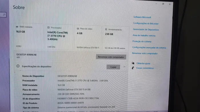 CPU Gamer i7 + 16GB RAM + GTX 550 Ti 4GB + SSD 240GB ? R$1.300