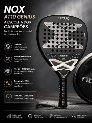 Raquete De Padel Nox At10 Genius Attack 18k Alum Tapia 2026