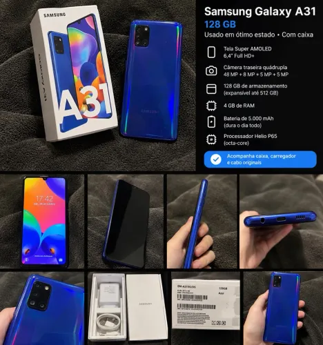 Samsung a31 galaxy usado ótimas condições 380 a 320 reais 128gb