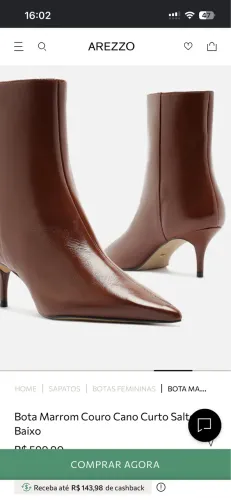 AREZZO NOVA COURO BOTAS