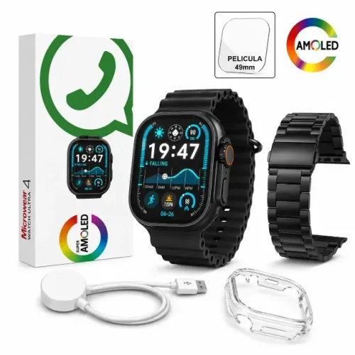 Smartwatch Microwear Ultra 4 Plus 49mm Amoled Ultra 4 plus Amoled tela de 2.02" Preto