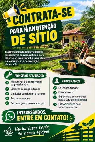 Contrata-se para manutenção de sítio