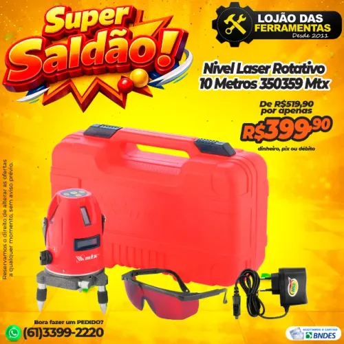 Nível Laser Rotativo 10 Metros 350359 Mtx
