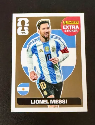 Figurinha Extra Sticker Legend Lionel Messi Ouro/Gold Copa do Mundo 2026.