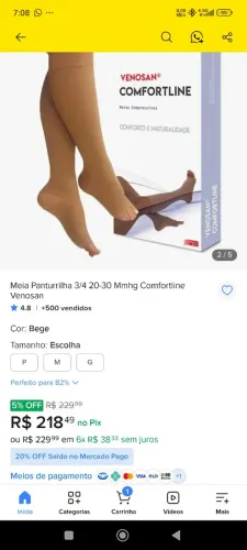 Meias 3/4 venosan 20-30