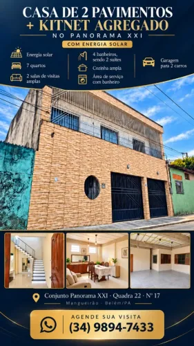 - CASA DE 2 PAVIMENTOS + KITNET AGREGADA À VENDA ? PANORAMA XXI - Belém/PA