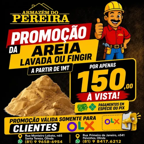 ? PROMOÇÃO AREIA LAVADA OU FINGIR NO ARMAZÉM DO PEREIRA?