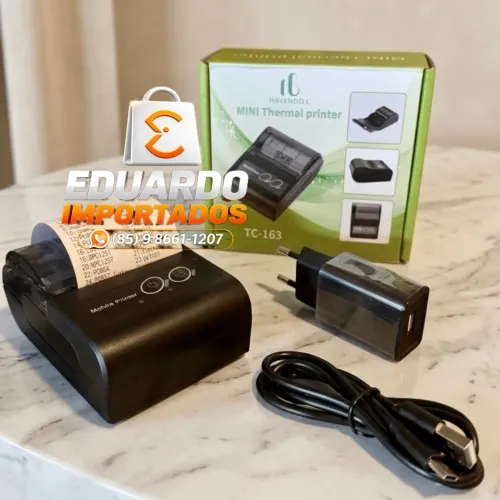 Mini Impressora Térmica Portátil Bluetooth para Recibos e Comprovantes , Recarregável