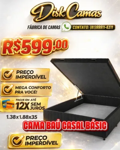 Cama box baú casal padrão 138x188x35