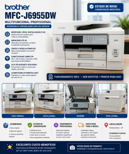 Brother MFC-J6955DW A3 Multifuncional Profissional Wi-Fi Duplex - Estado de Nova