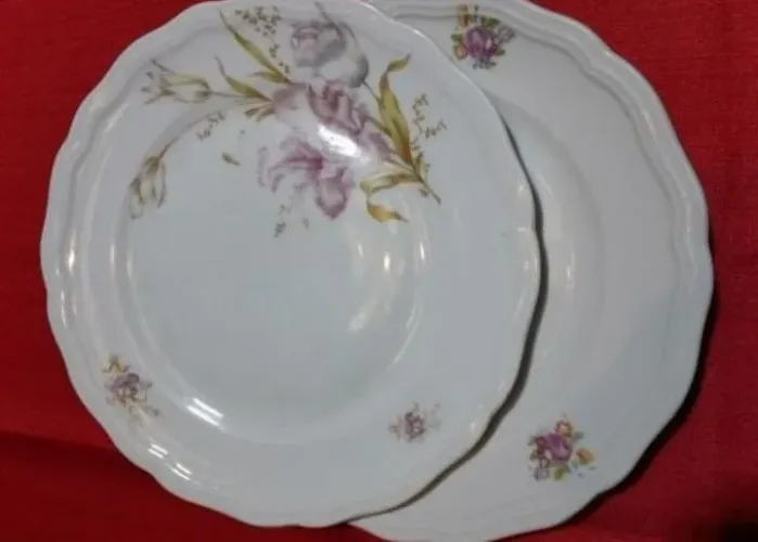 pratos rasos porcelana vintage florais
