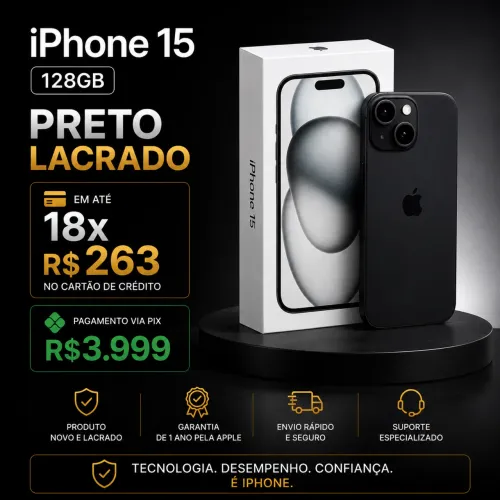 iPhone 15 128gb preto lacrado