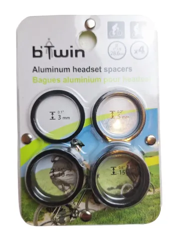 Kit Espaçador De Direção Alumínio B'Twin 28.6mm Over (4 Peças)_Novo