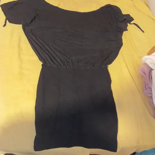 Vestido Curto Preto Blusado Com Elástico Na Cintura Tamanho M/G