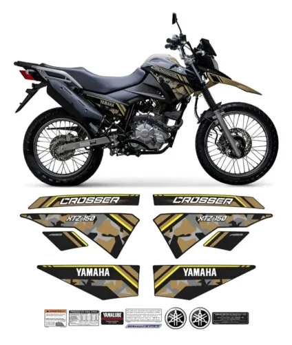 Kit Adesivos Compatível Yamaha XTZ Crosser 150Z 2021/2022 Bege/Areia