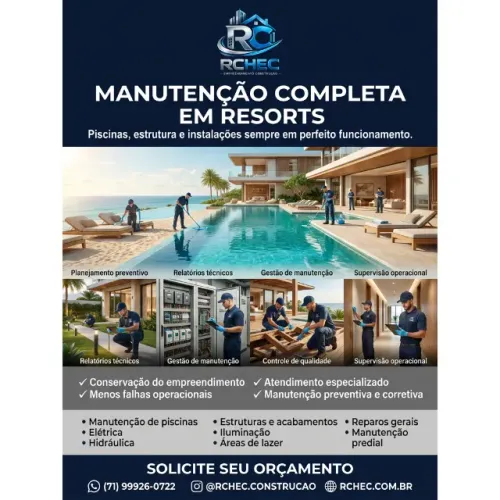 Manutenção Completa em Resorts - Piscinas, Estrutura e Instalações - RCHEC