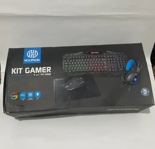 Kit Gamer Hoopson 4 em 1 - Teclado, Mouse, Fone e Mousepad - NOVO