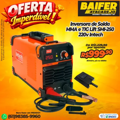 Inversora de Solda MMA e TIG Lift SMI-250 220v Intech