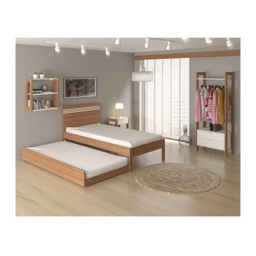 Cama Auxiliar de Solteiro Branca com Rodízios Suporta 130 Kg: Amêndoa - Tecno Mobili