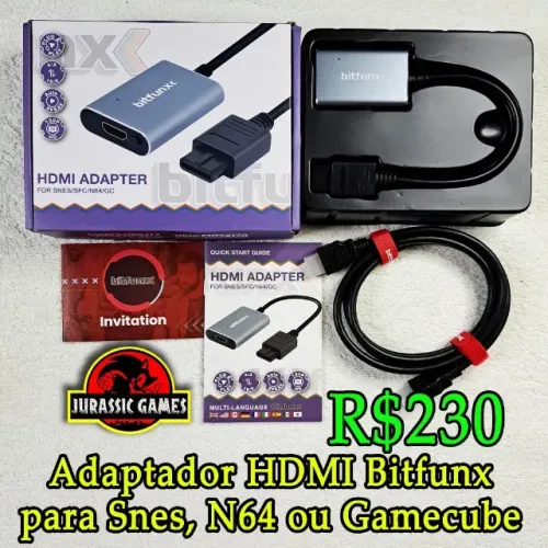 Adaptador Hdmi Bitfunx para Gamecube, Nintendo 64 Ou Super Nintendo Cabo Hdmi HD 720p.