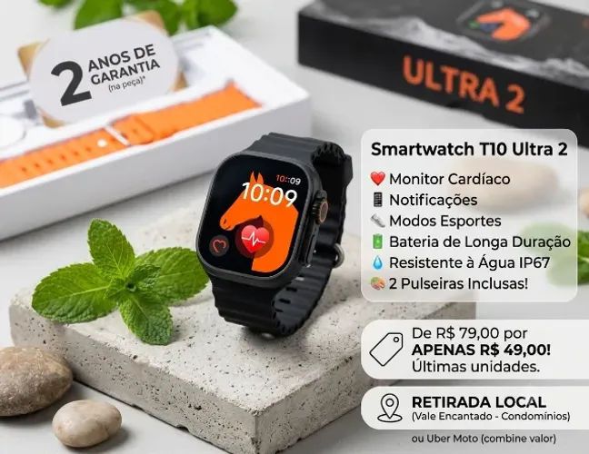 Smartwatch T10 Ultra 2 Tela 2.9' Novo Queima de Estoque Ultimas Unidades
