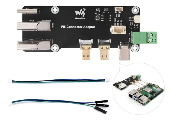 Adaptador WaveShare Raspberry Pi 5/4B Micro HDMI para HDMI 4K