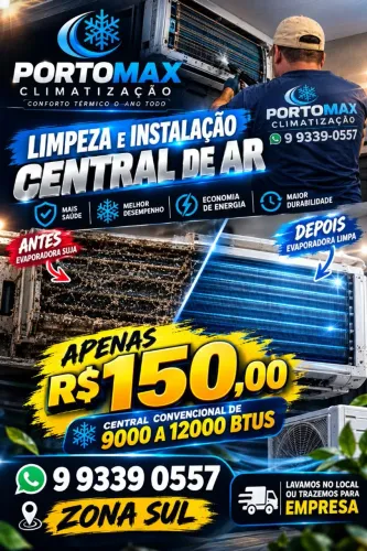 Limpeza Central de Ar de 9.000 a 12.000 btus Convencional por apenas $150,00  Zona Sul