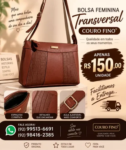 Bolsa Feminina Couro Fino