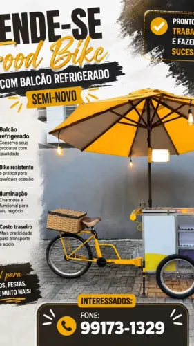 Food bike com balcão refrigerado