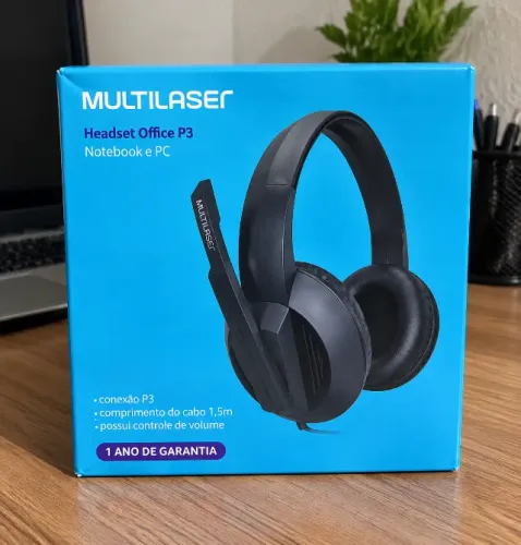 Fone Headset Multilaser Office P3 PH373 com Microfone - PC e Notebook