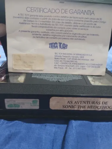Fita Sonic vhs anos 90 item de colecionador.